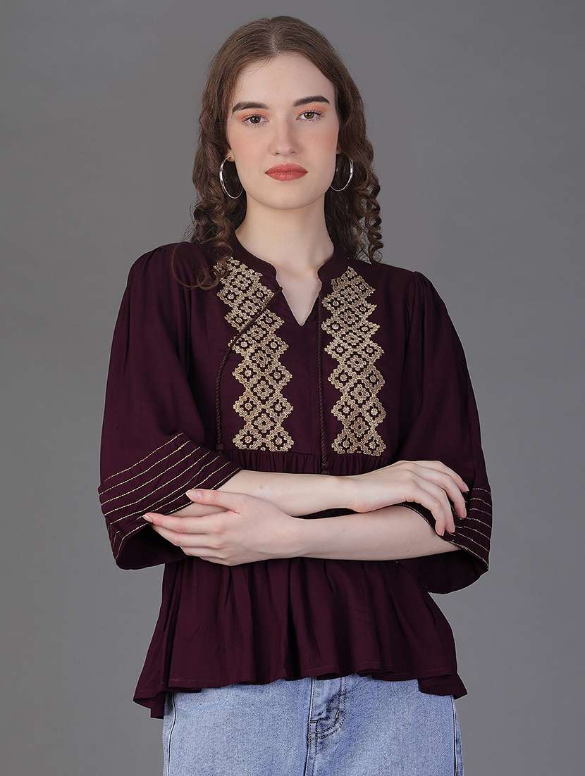 women self designedthree quarter sleeve kurti - 21991995 -  Standard Image - 2