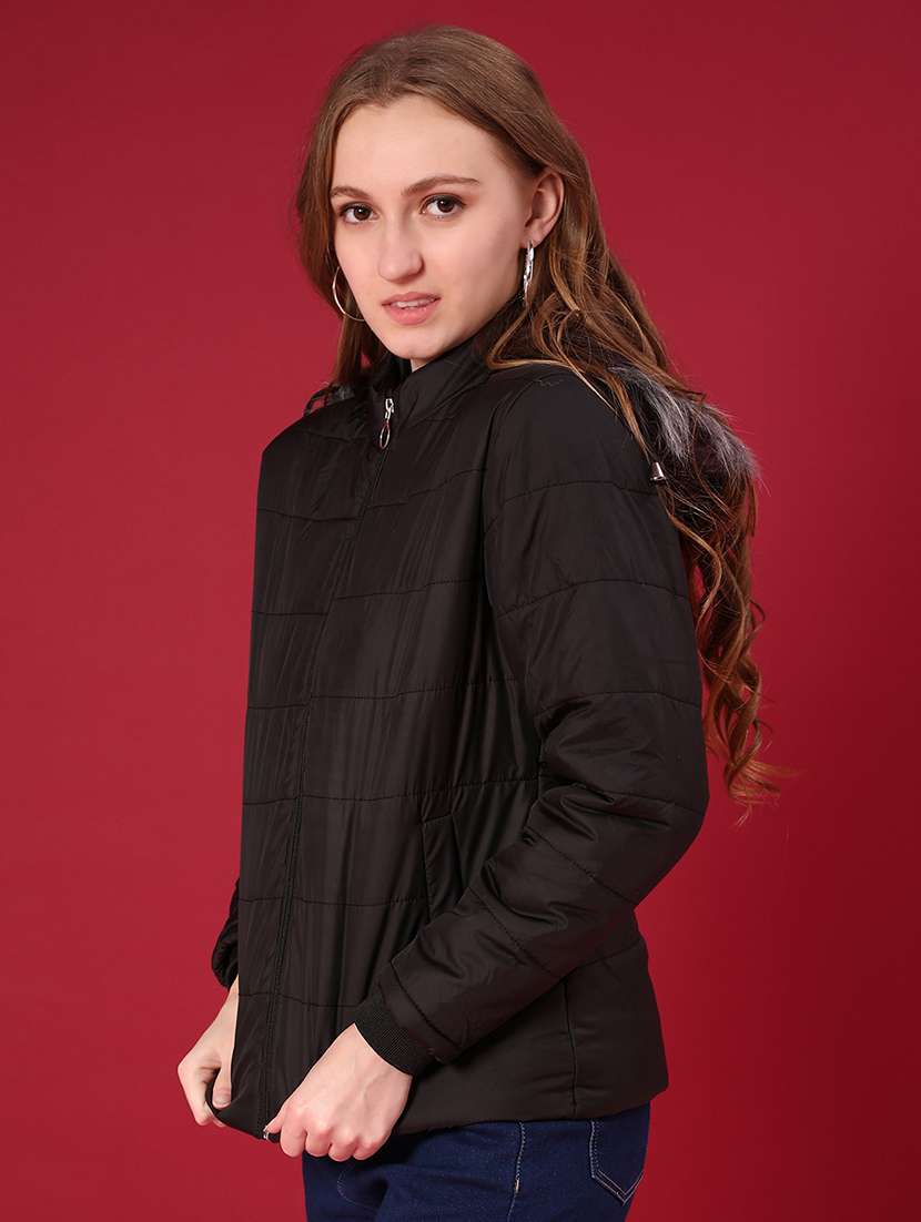 women solid long sleeve puffer jacket - 21992015 -  Standard Image - 2
