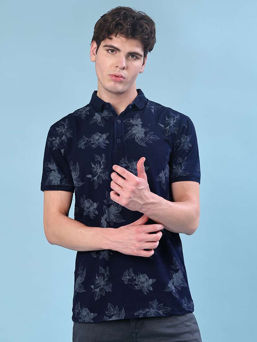 men printed short sleeve polo t-shirt
