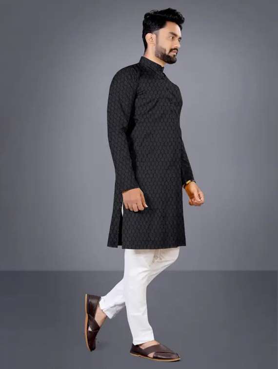 men self design mandarin neck long kurta - 21992388 -  Standard Image - 2