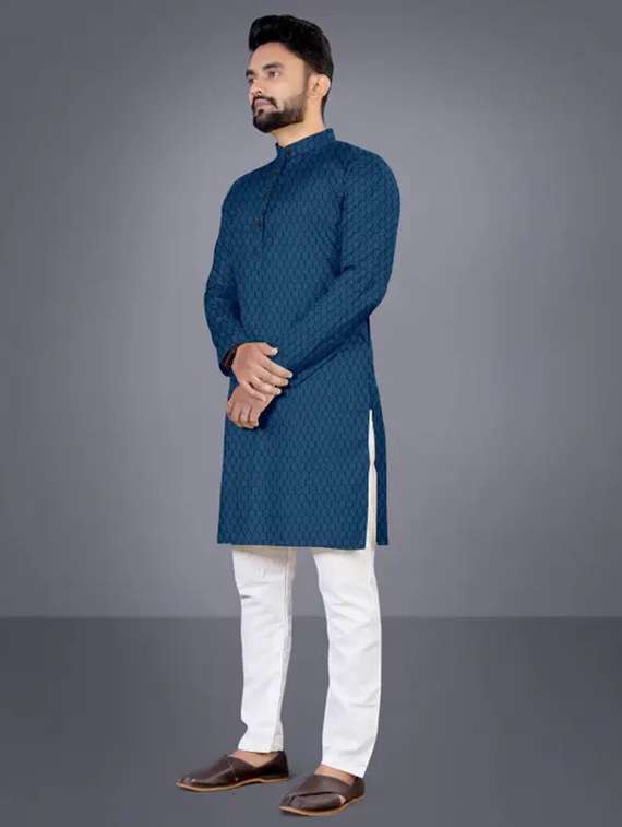 men self design mandarin neck long kurta - 21992390 -  Standard Image - 2