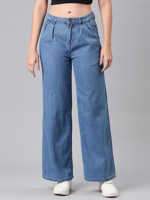 women solid mid rise wide leg jean - 21992421 - Standard Image - 0