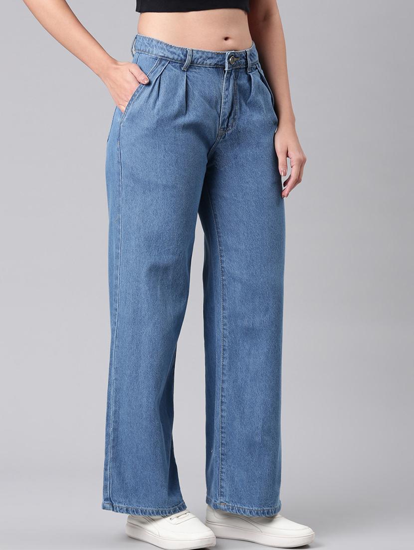 women solid mid rise wide leg jean - 21992421 - Standard Image - 2