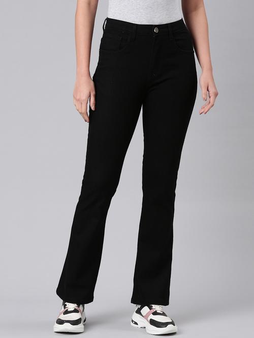 women solid high rise bootcut jean - 21992425 - Standard Image - 0