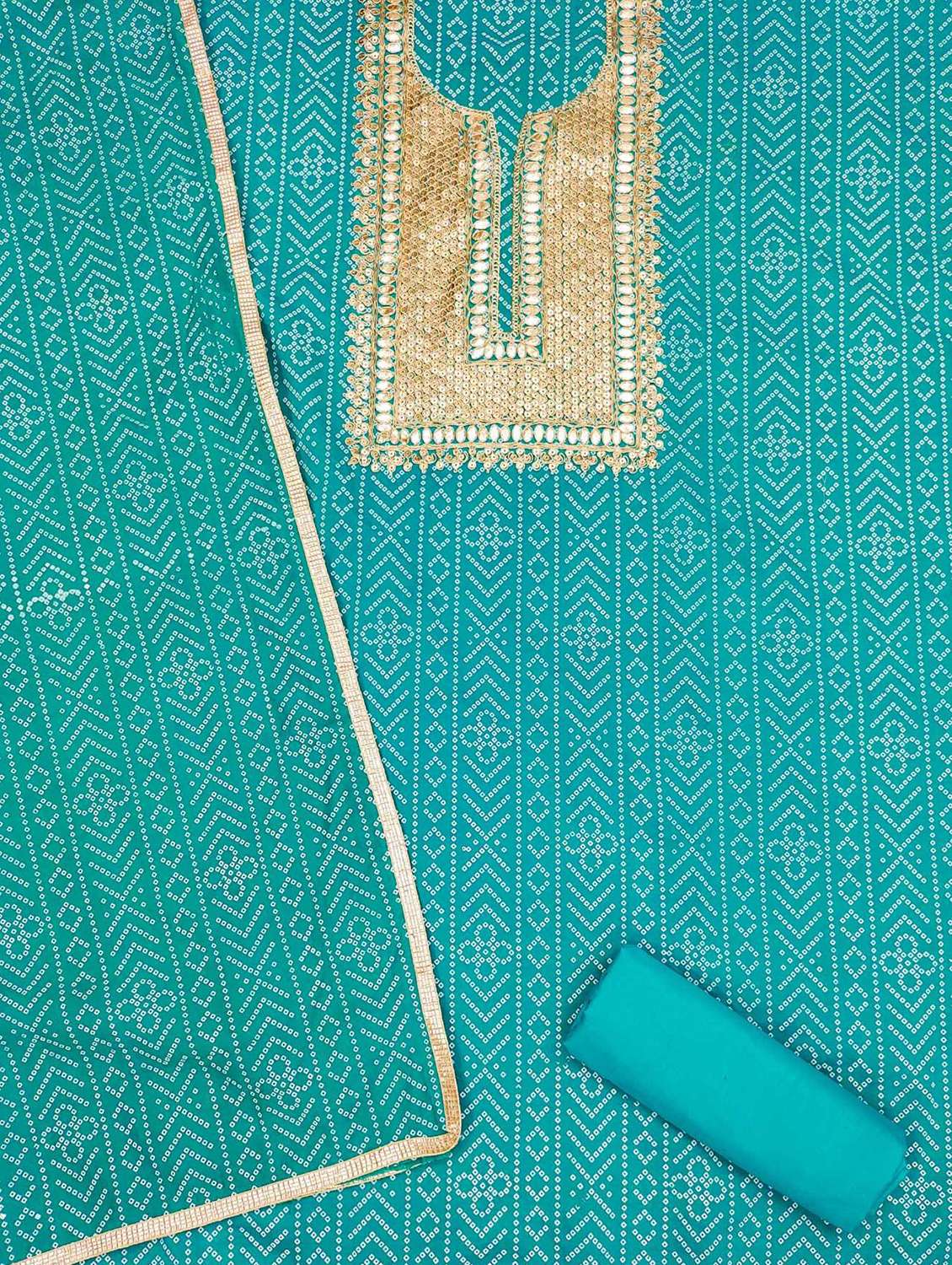 women bandhani printed embroidered unstitched suit set - 21992471 -  Standard Image - 2