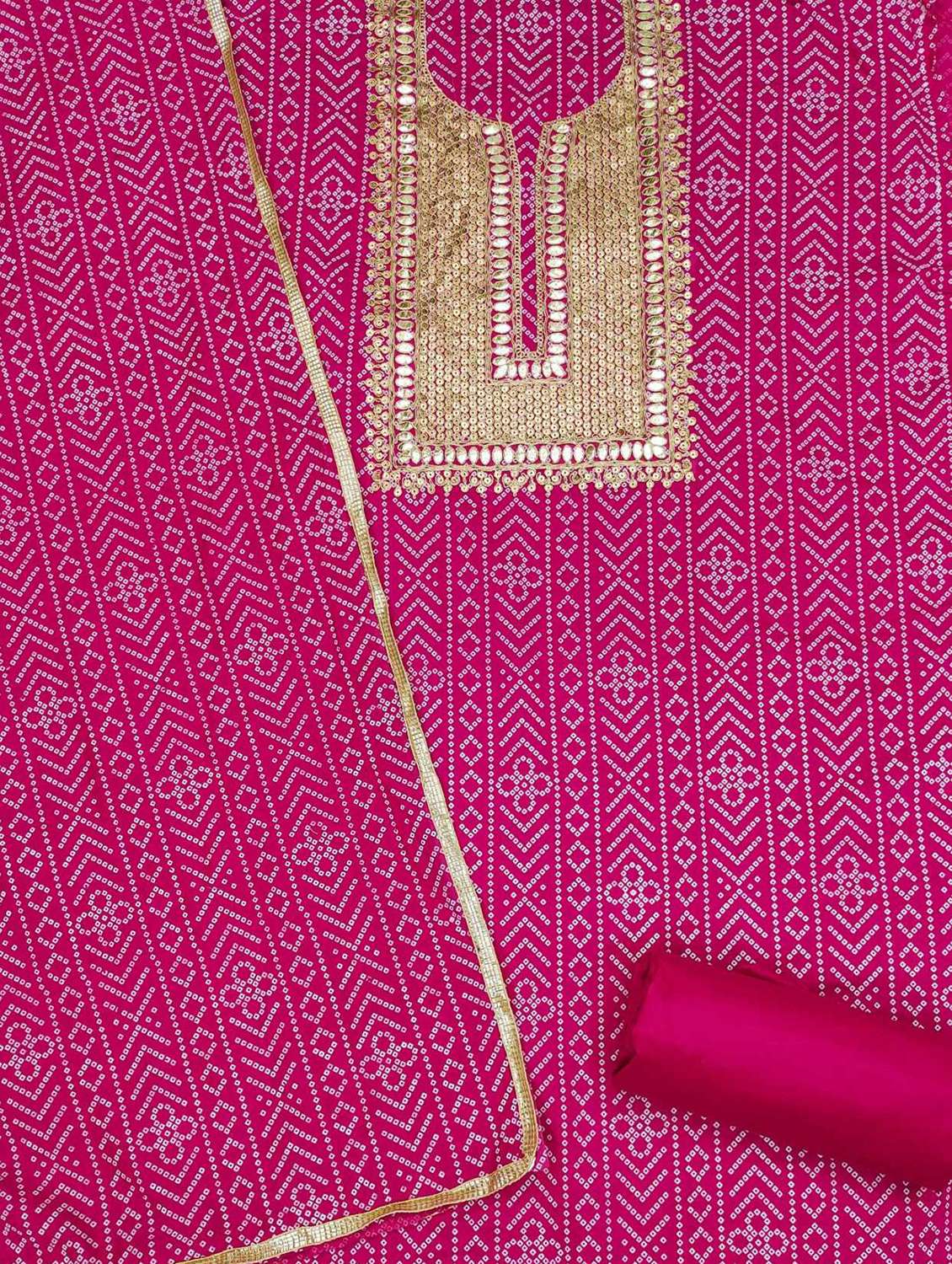 women bandhani printed embroidered unstitched suit set - 21992473 -  Standard Image - 2