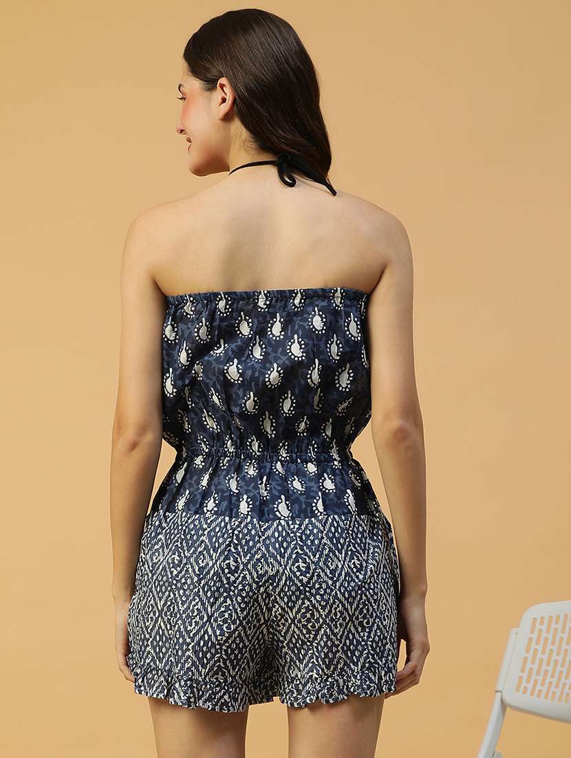 women blue printed halter neck romper  - 21992505 -  Standard Image - 2