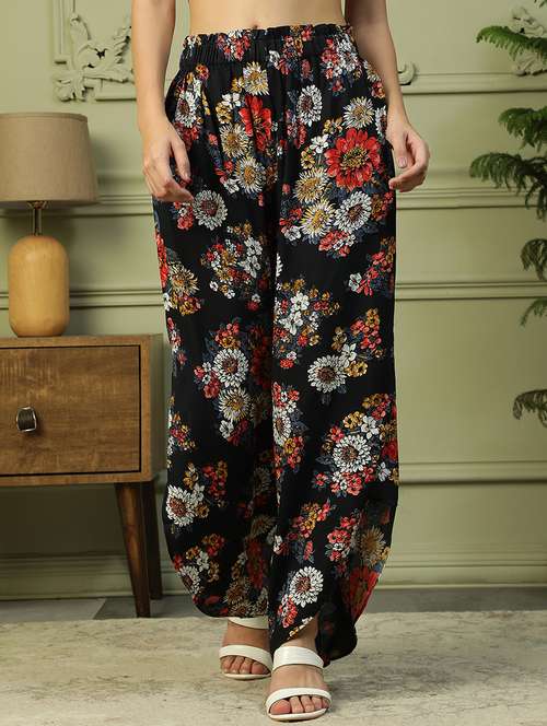 women floral print high rise flared palazzo - 21992508 -  Standard Image - 0