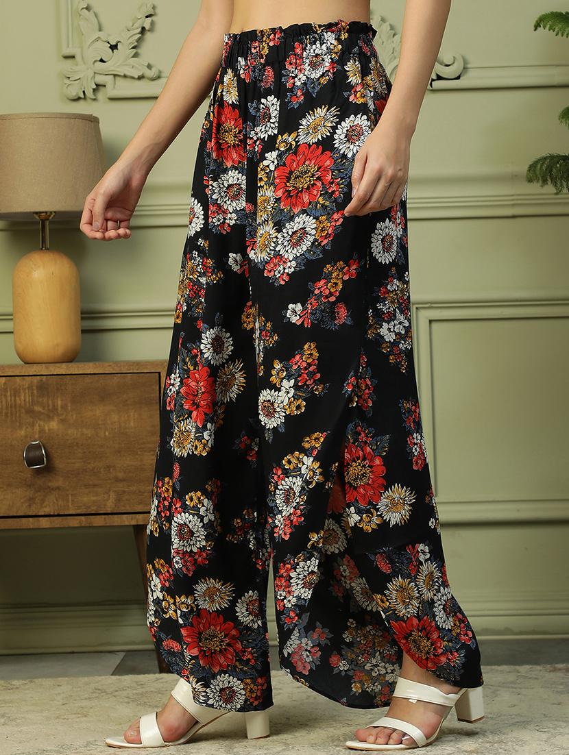 women floral print high rise flared palazzo - 21992508 - Standard Image - 2