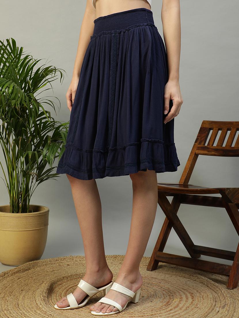 women solid mid rise tiered skirt - 21992510 - Standard Image - 2