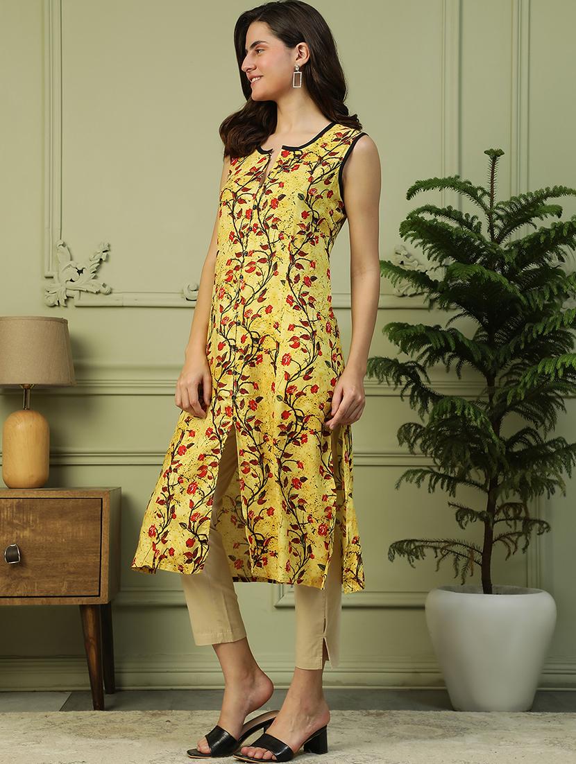 women floral print sleeveless a-line kurta - 21992517 - Standard Image - 2