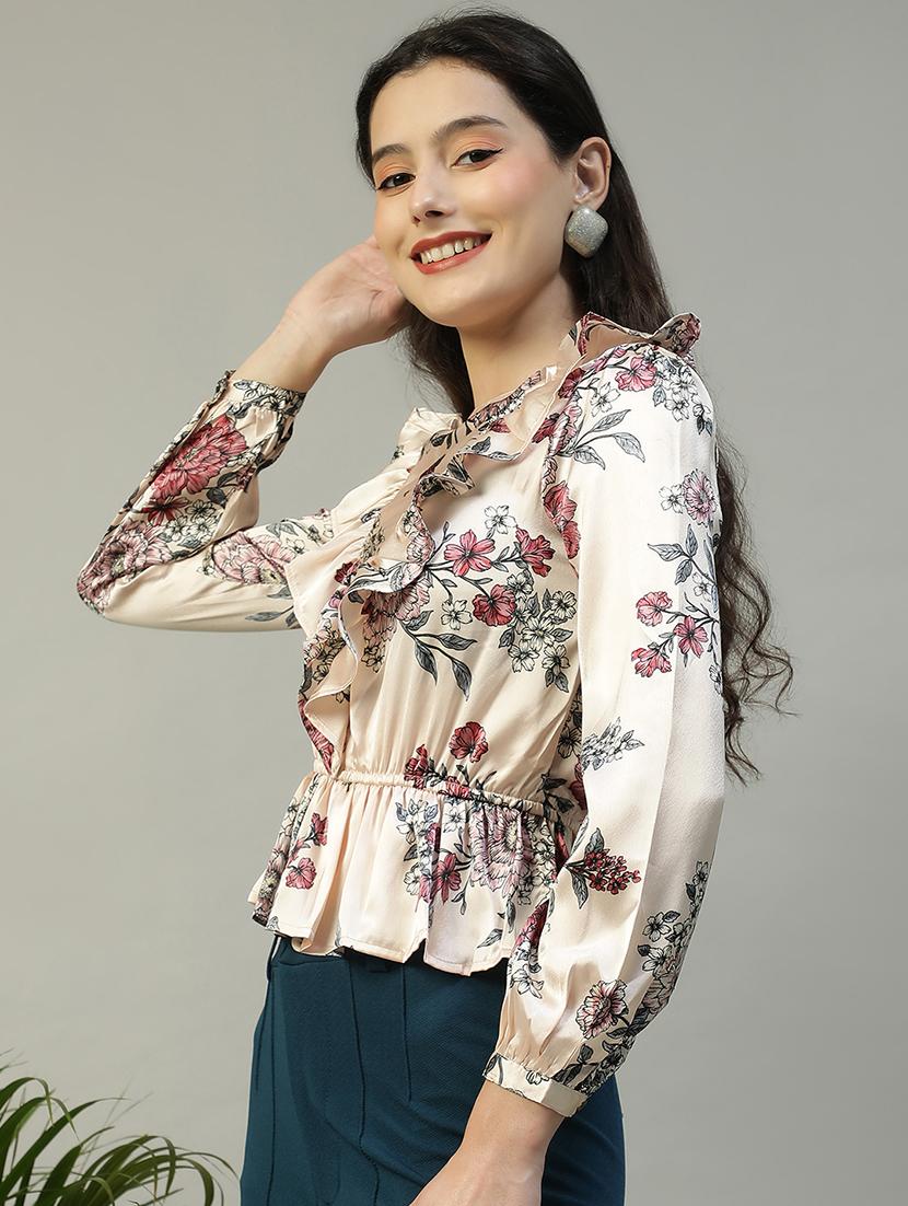 women floral print long sleeve ruffle top - 21992523 - Standard Image - 2