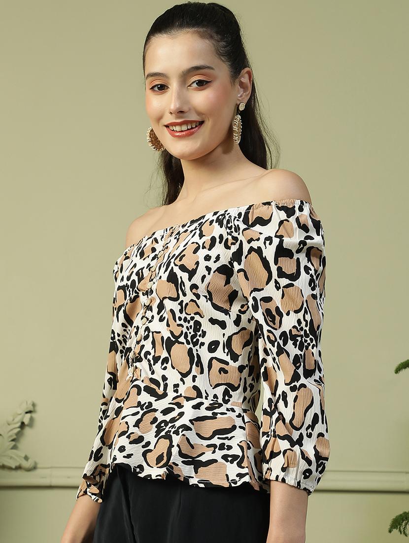 women animal print off shoulder top - 21992536 - Standard Image - 2