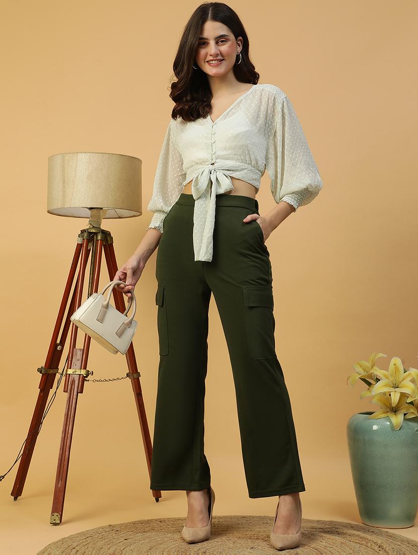 women self designed puff sleeve front tie crop top - 21992539 - Standard Image - 2