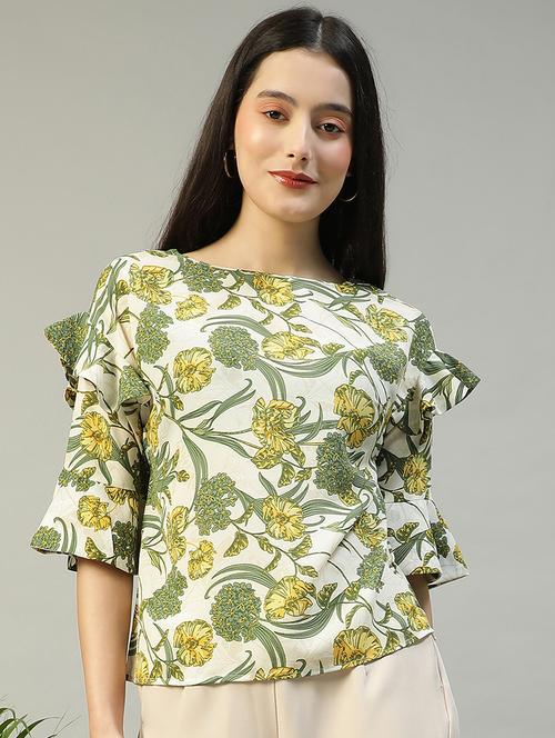 women floral print boat neck regular top - 21992542 - Standard Image - 0