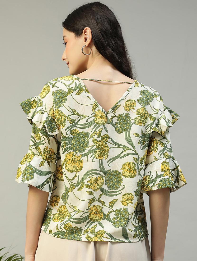 women floral print boat neck regular top - 21992542 - Standard Image - 2