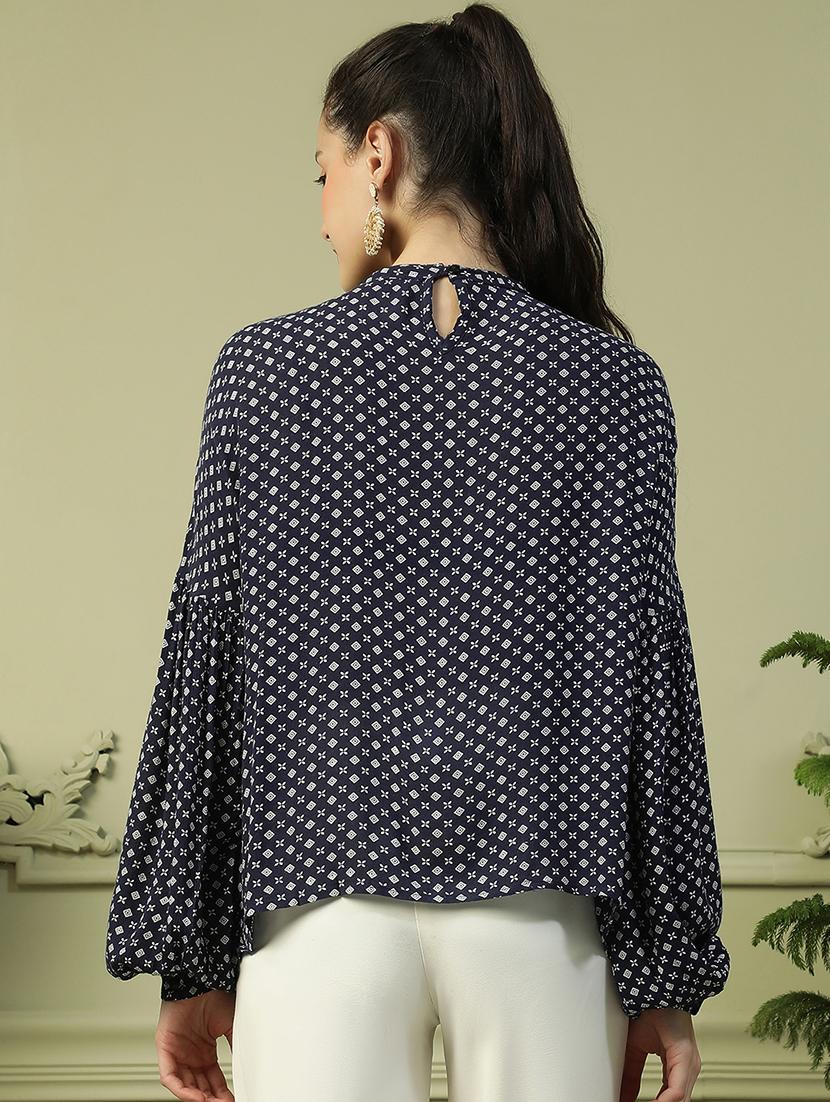 women printed puff sleeve regular top - 21992545 - Standard Image - 2