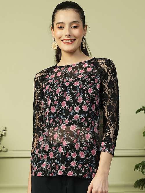 women floral print boat neck regular top - 21992550 -  Standard Image - 0