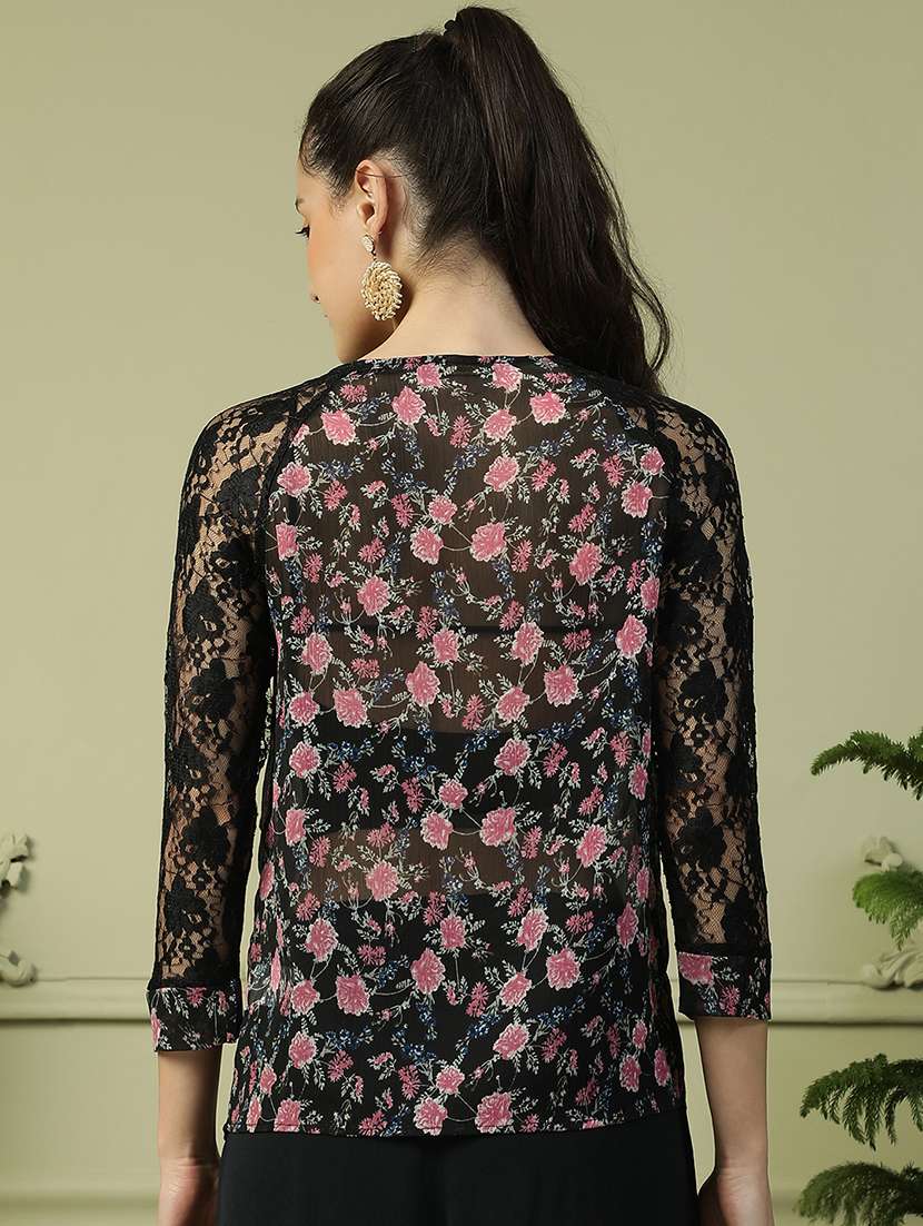 women floral print boat neck regular top - 21992550 - Standard Image - 2