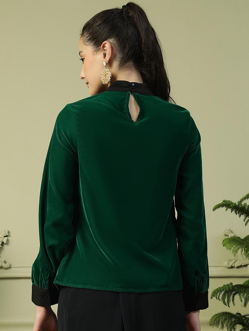 women solid puff sleeve regular top - 21992552 - Standard Image - 2