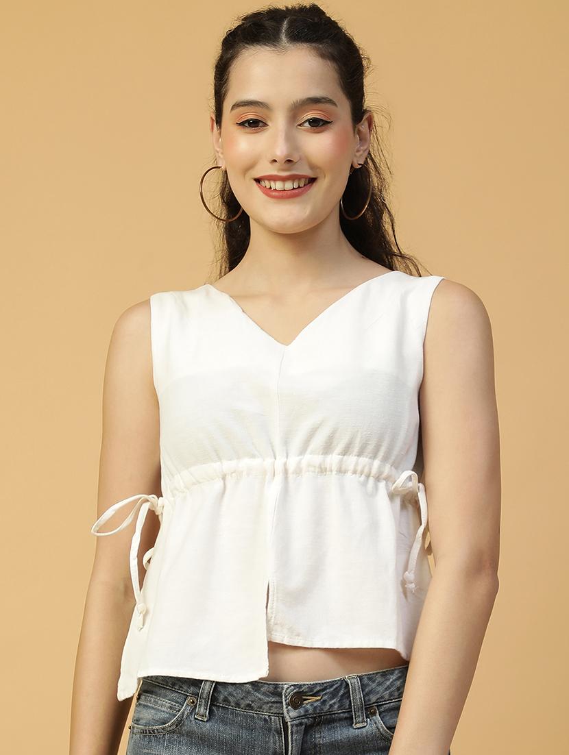 women white solid sleeveless regular top - 21992556 - Zoom Image - 0
