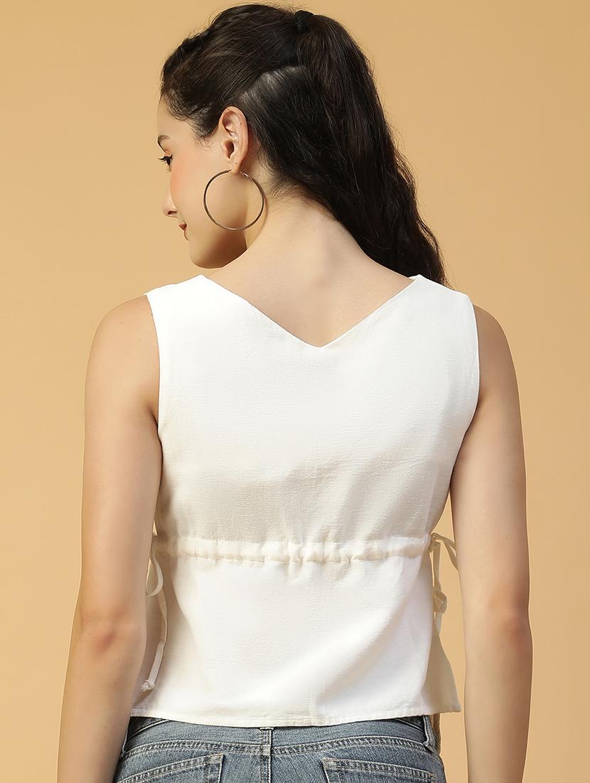 women white solid sleeveless regular top - 21992556 - Standard Image - 2