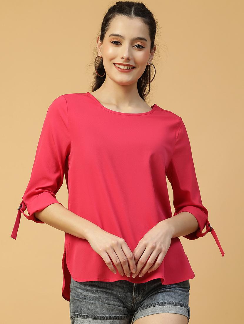 women red solid round neck regulr top - 21992557 - Zoom Image - 0