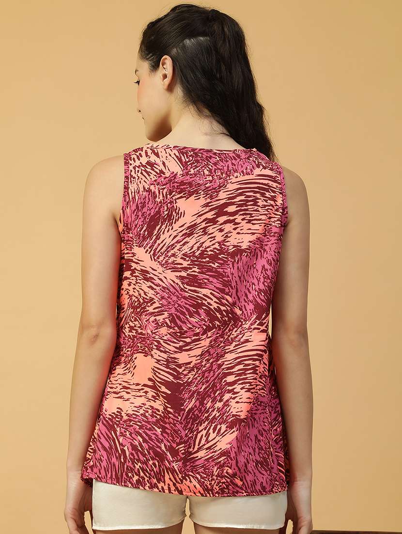 women printed sleeveless a-line top - 21992560 - Standard Image - 2