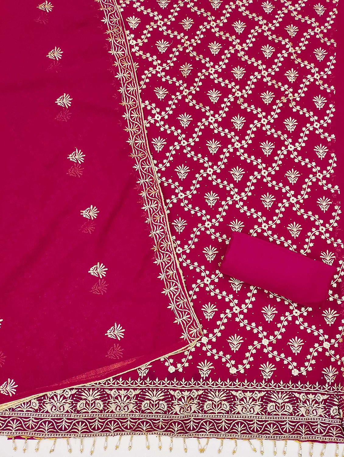 women solid with work embroidered unstitched suit set - 21992566 - Standard Image - 2