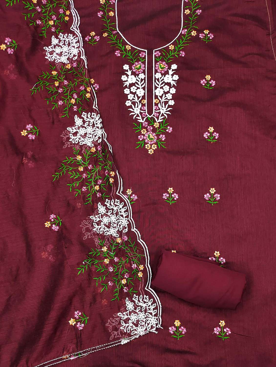 women solid with work embroidered unstitched suit set - 21992568 -  Standard Image - 2