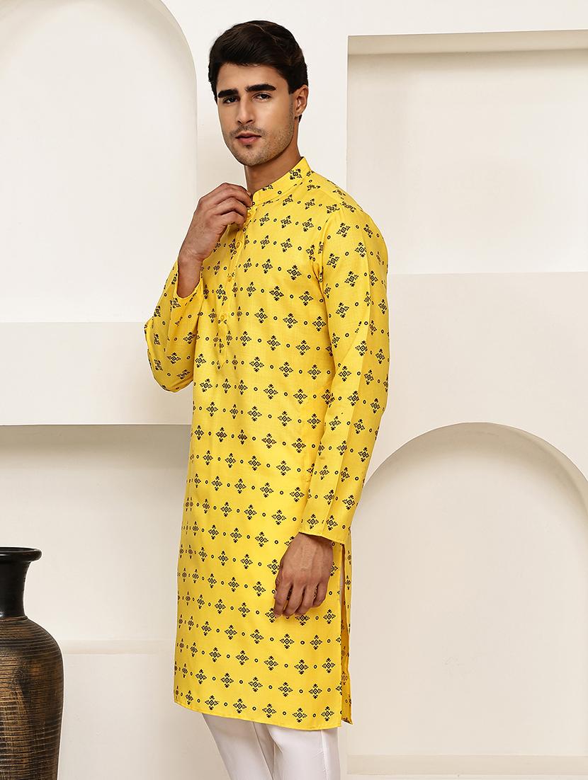 men printed mandarin neck long kurta - 21992632 - Standard Image - 2