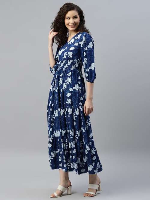 women printed puff sleeve tiered dress - 21992703 - Standard Image - 0