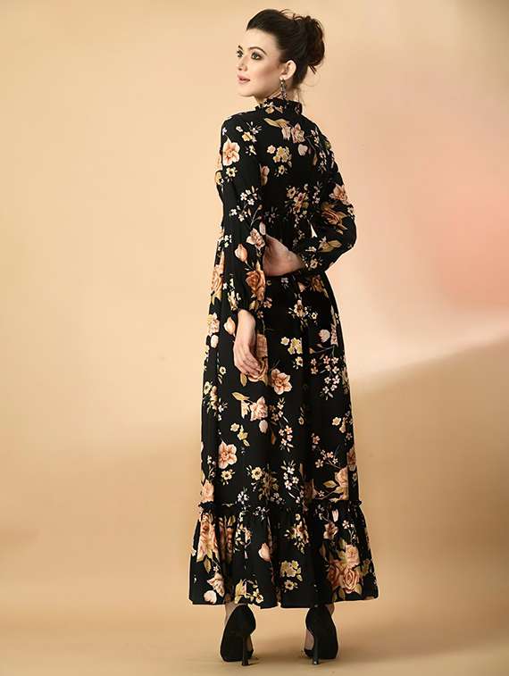 women printed puff sleeve tiered maxi dress - 21993039 - Standard Image - 2