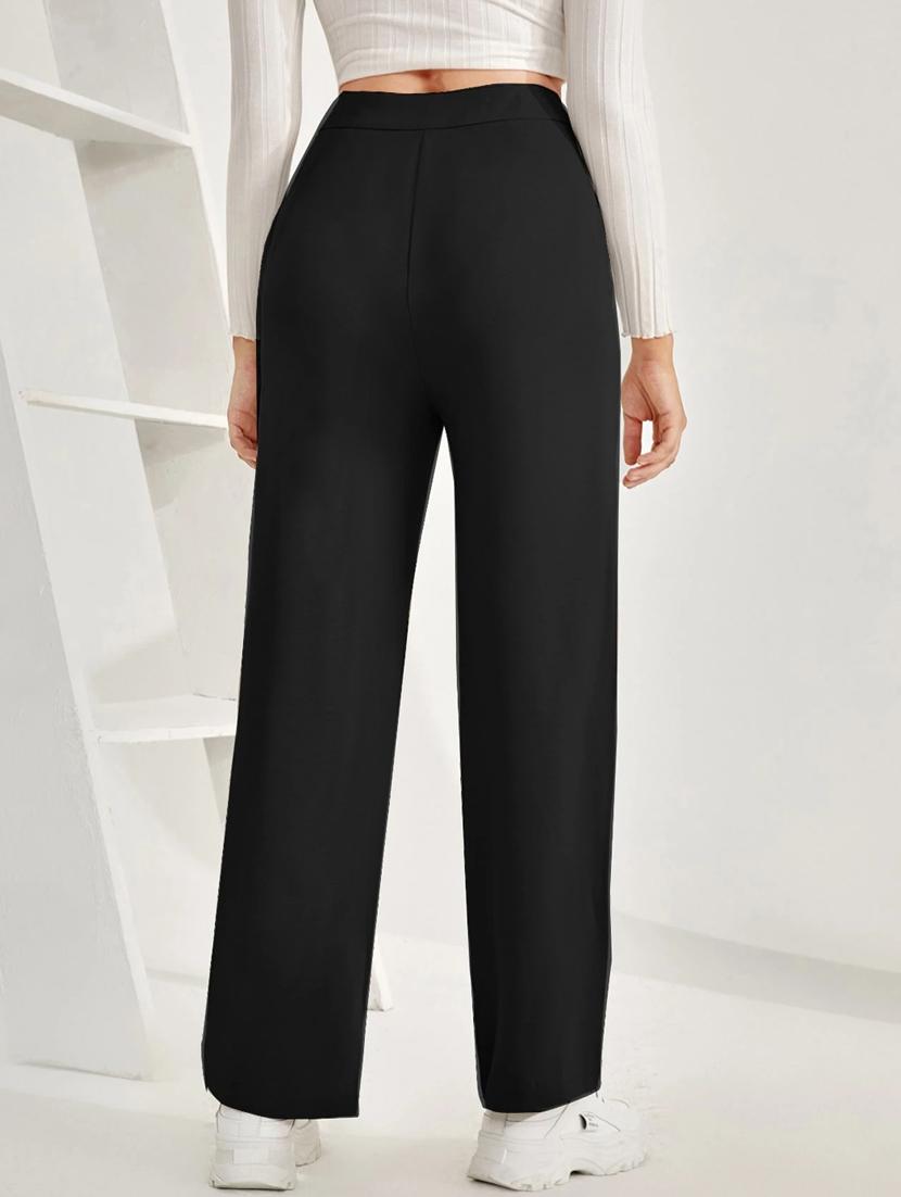 women solid high rise straight trouser - 21993105 - Standard Image - 2
