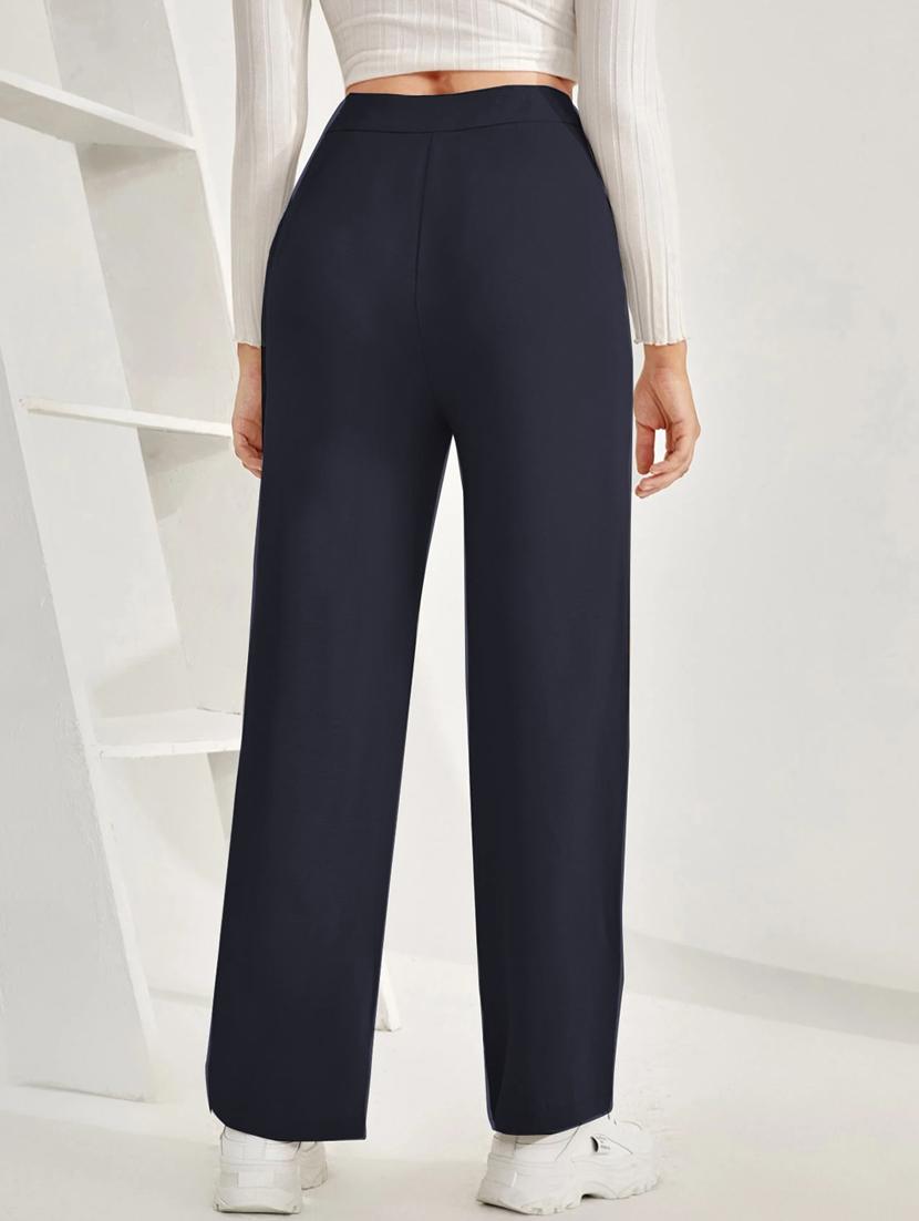 women solid high rise straight trouser - 21993112 - Standard Image - 2