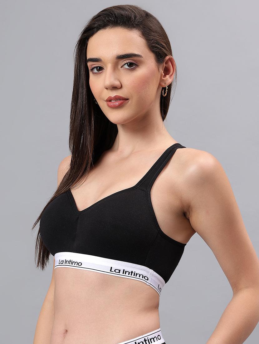 women solid lightly padded sports bra - 21993118 - Standard Image - 2