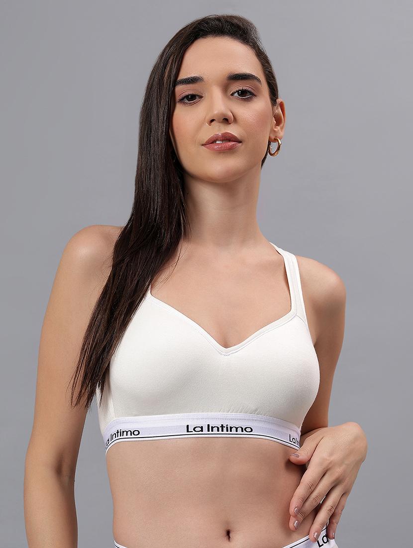 women solid lightly padded sports bra - 21993119 - Standard Image - 2