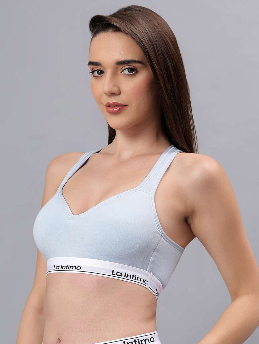 women light blue solid lighty padded sports bra - 21993121 -  Standard Image - 2