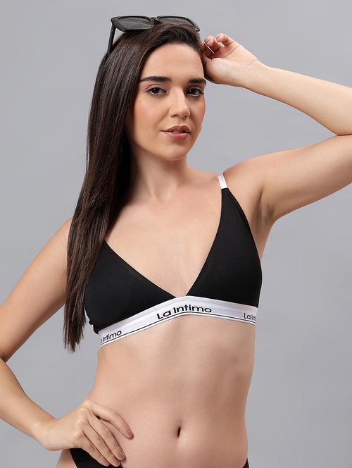 women solid lightly padded plunge bra - 21993122 -  Standard Image - 0
