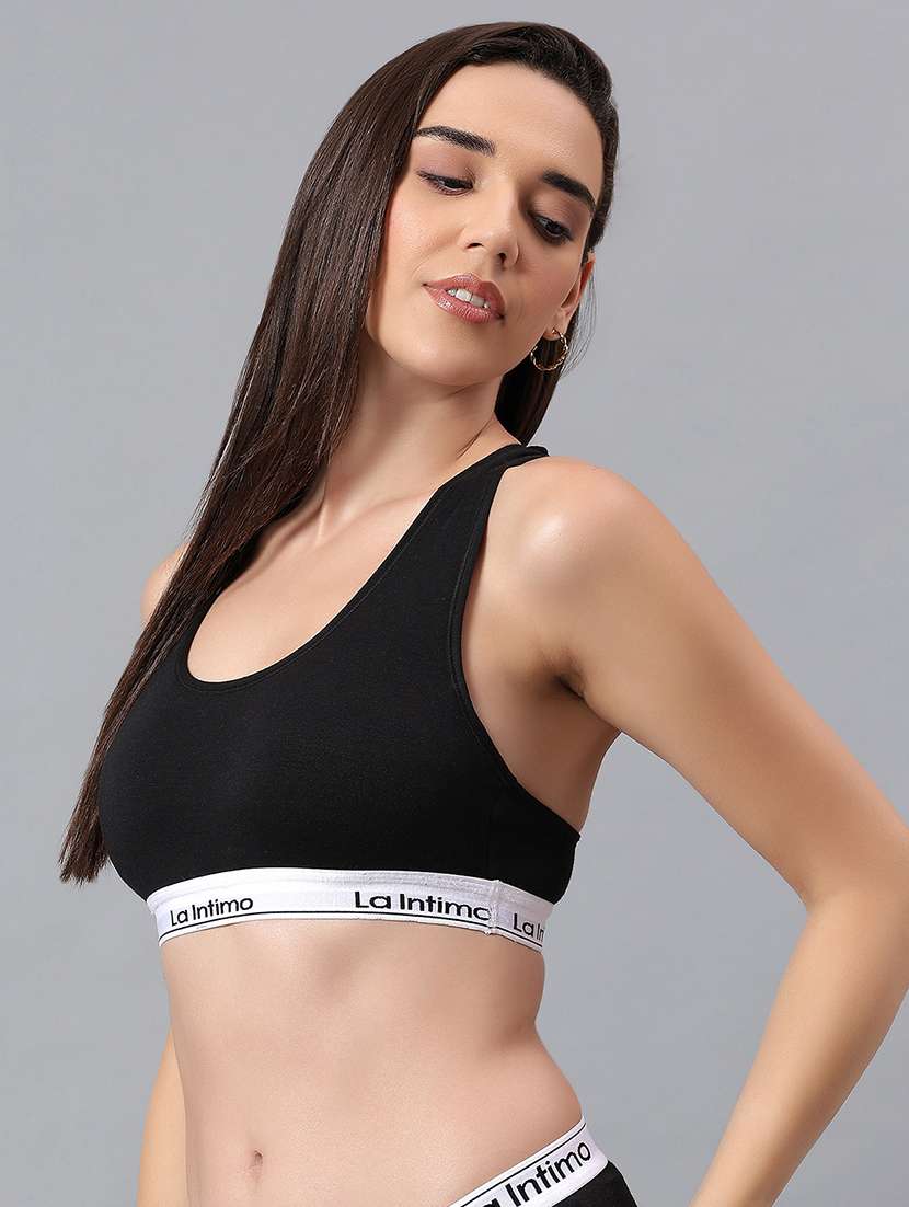 women solid lightly padded sports bra - 21993126 -  Standard Image - 2