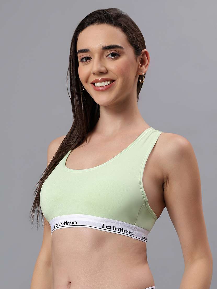 women solid lightly padded sports bra - 21993136 -  Standard Image - 2