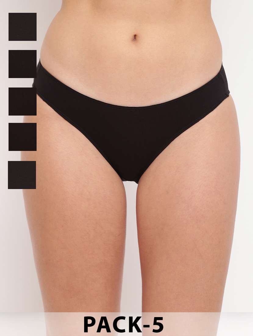women pack of 5 solid low rise bikini panty