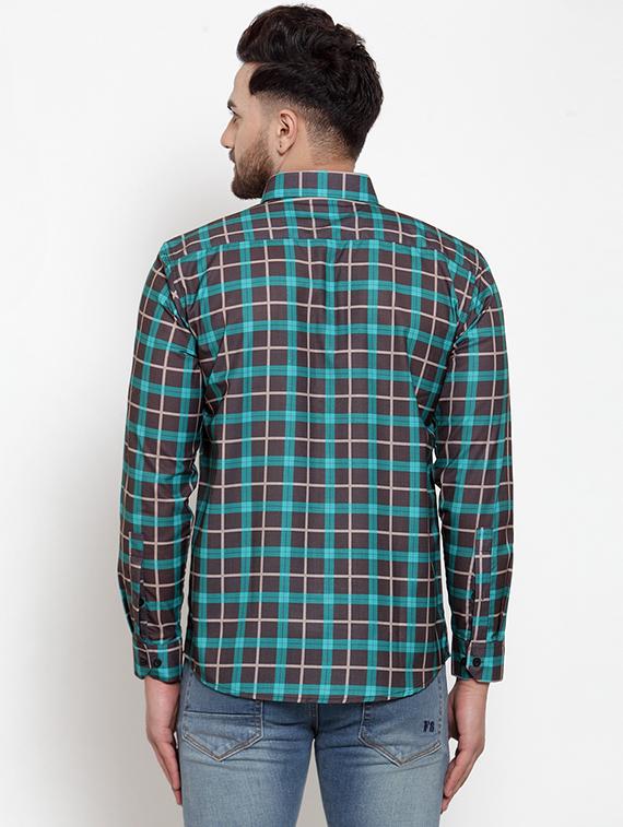 men checkered long sleeve slim fit casual shirt - 21993320 - Standard Image - 2