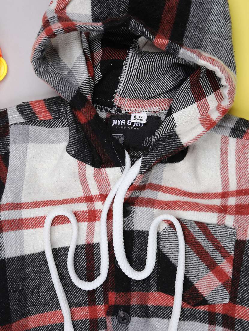 boys checkered long sleeve hooded shirt - 21993380 -  Standard Image - 2