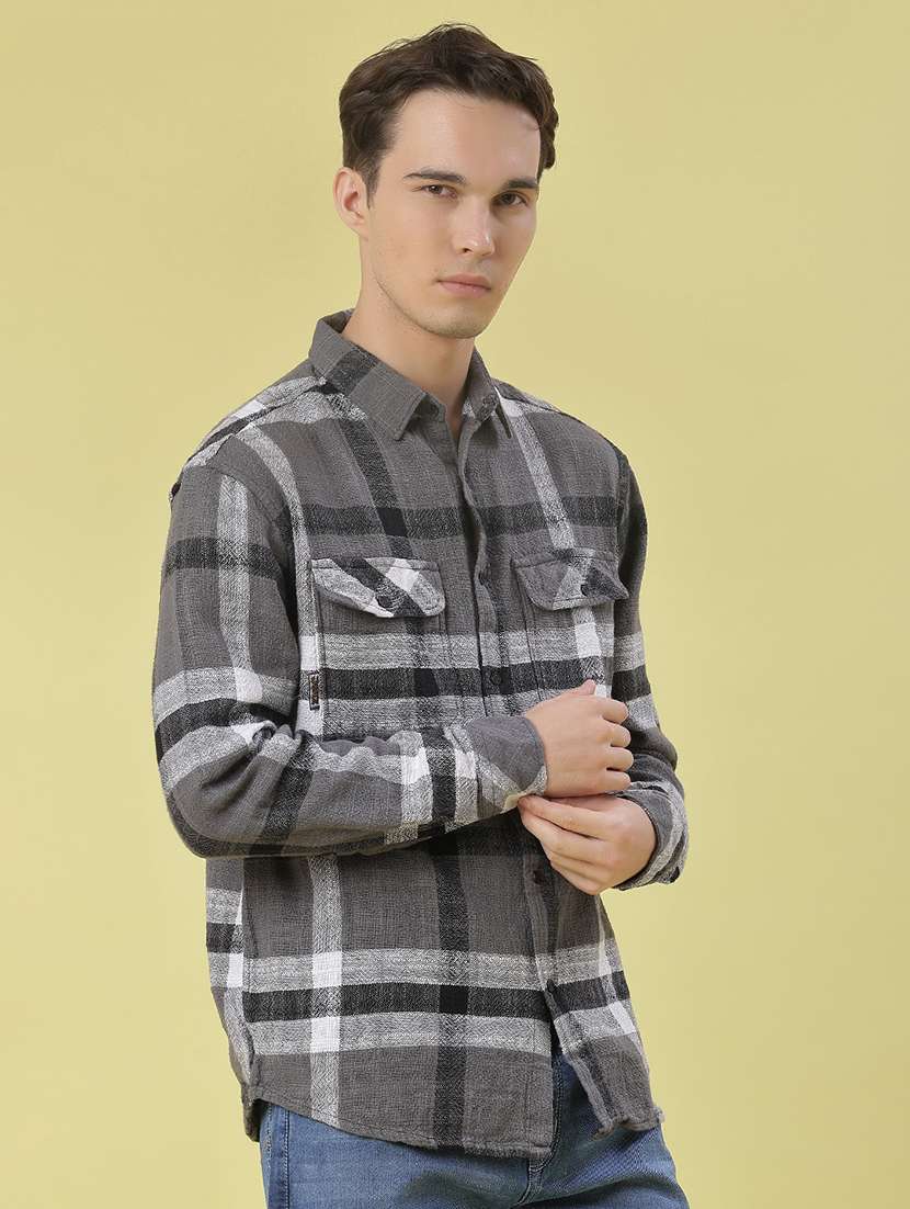 men checkered long sleeve regular fit casual shirt - 21993419 -  Standard Image - 2