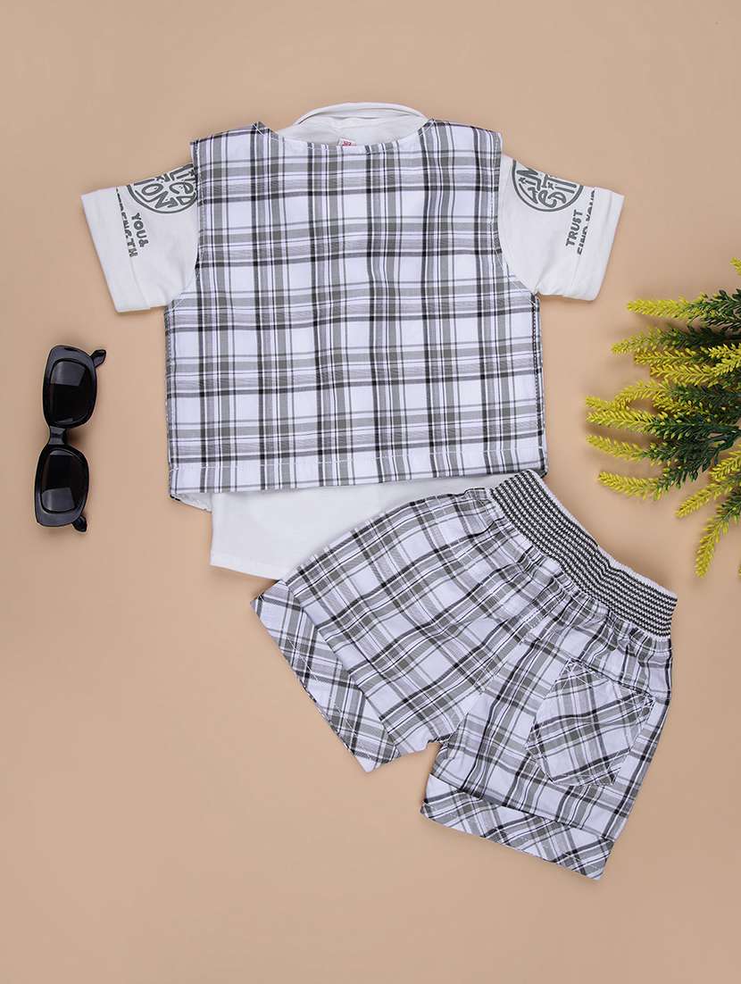 boys checkered shirt & shorts casual wear set - 21993432 -  Standard Image - 2