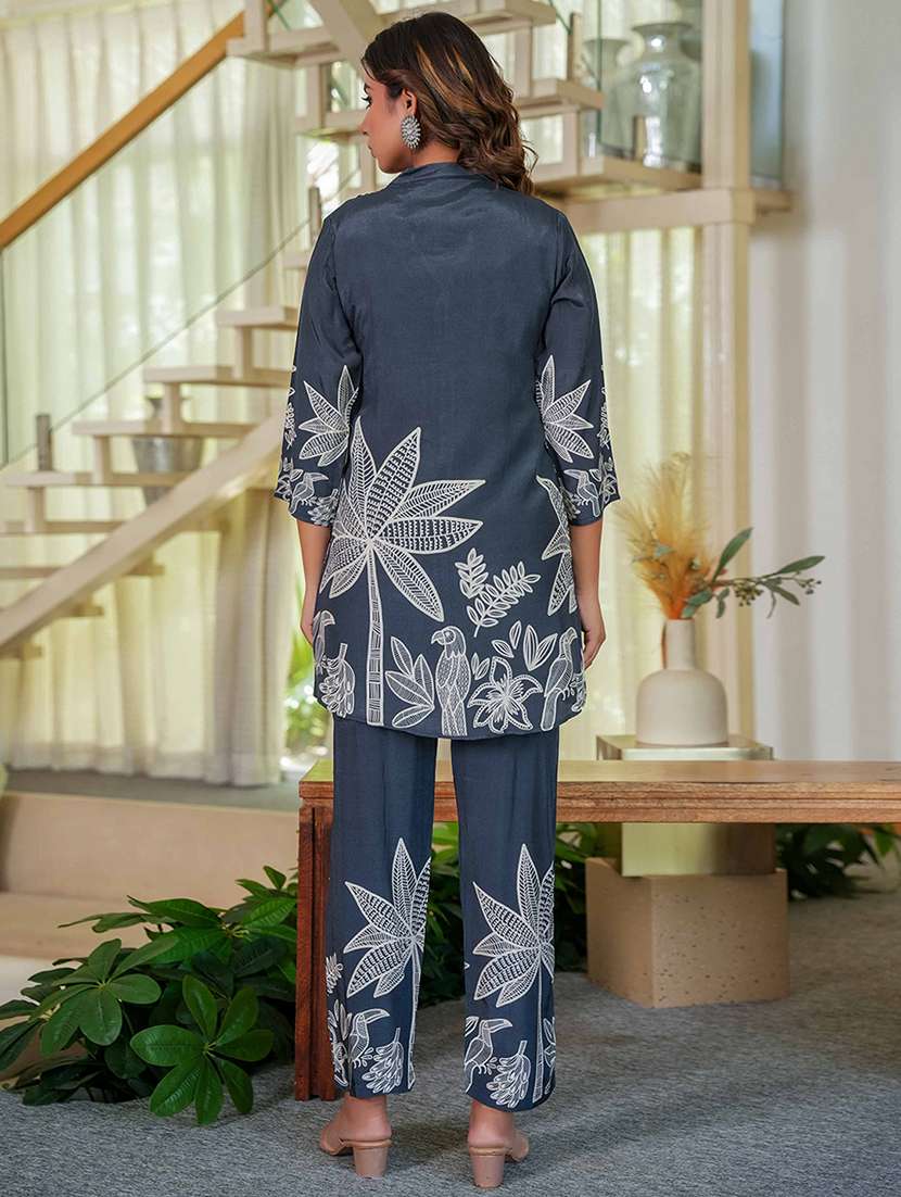 women grey printed ethnic co-ord set - 21993530 -  Standard Image - 2