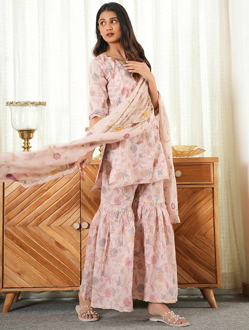 women printed kurta and sharara with dupatta set - 21993603 -  Standard Image - 2