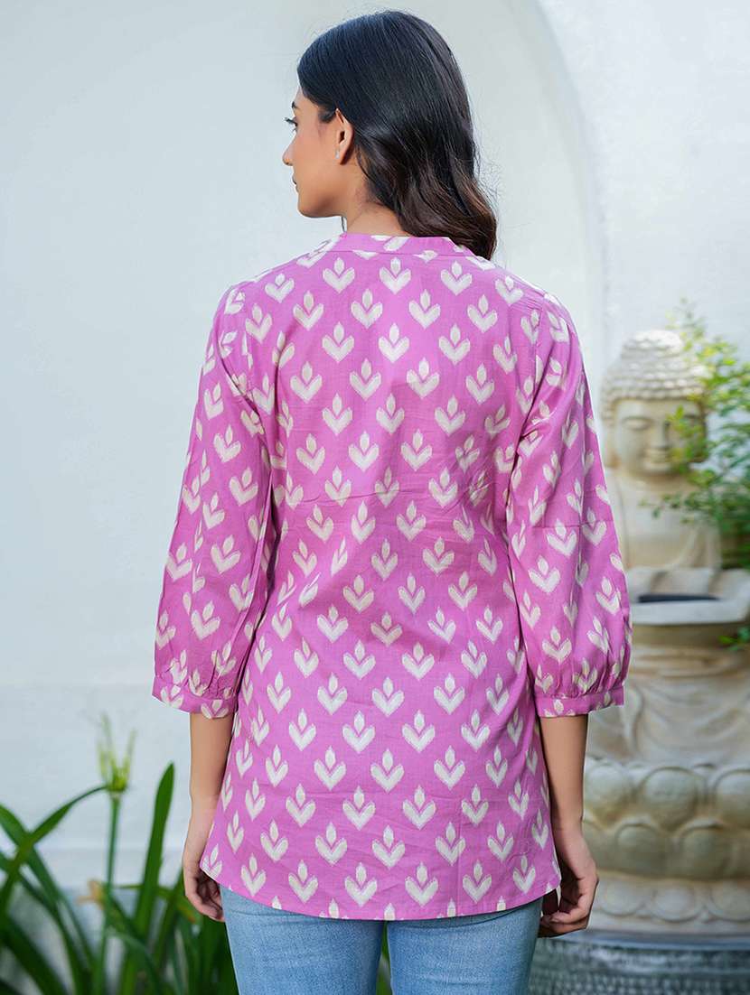 women printed puff sleeve a-line kurti - 21993612 - Standard Image - 2