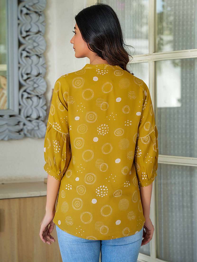 women printed three quarter sleeve a-line kurti - 21993618 -  Standard Image - 2